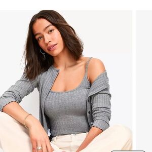 LOFT Heather Gray Cardigan and Tank Set